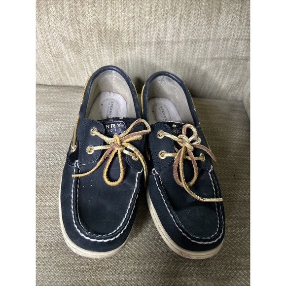 Sperry Top-Sider Boat‎ Shoes Womens Size 8M Black Gold Polka Dot - Picture 2 of 7